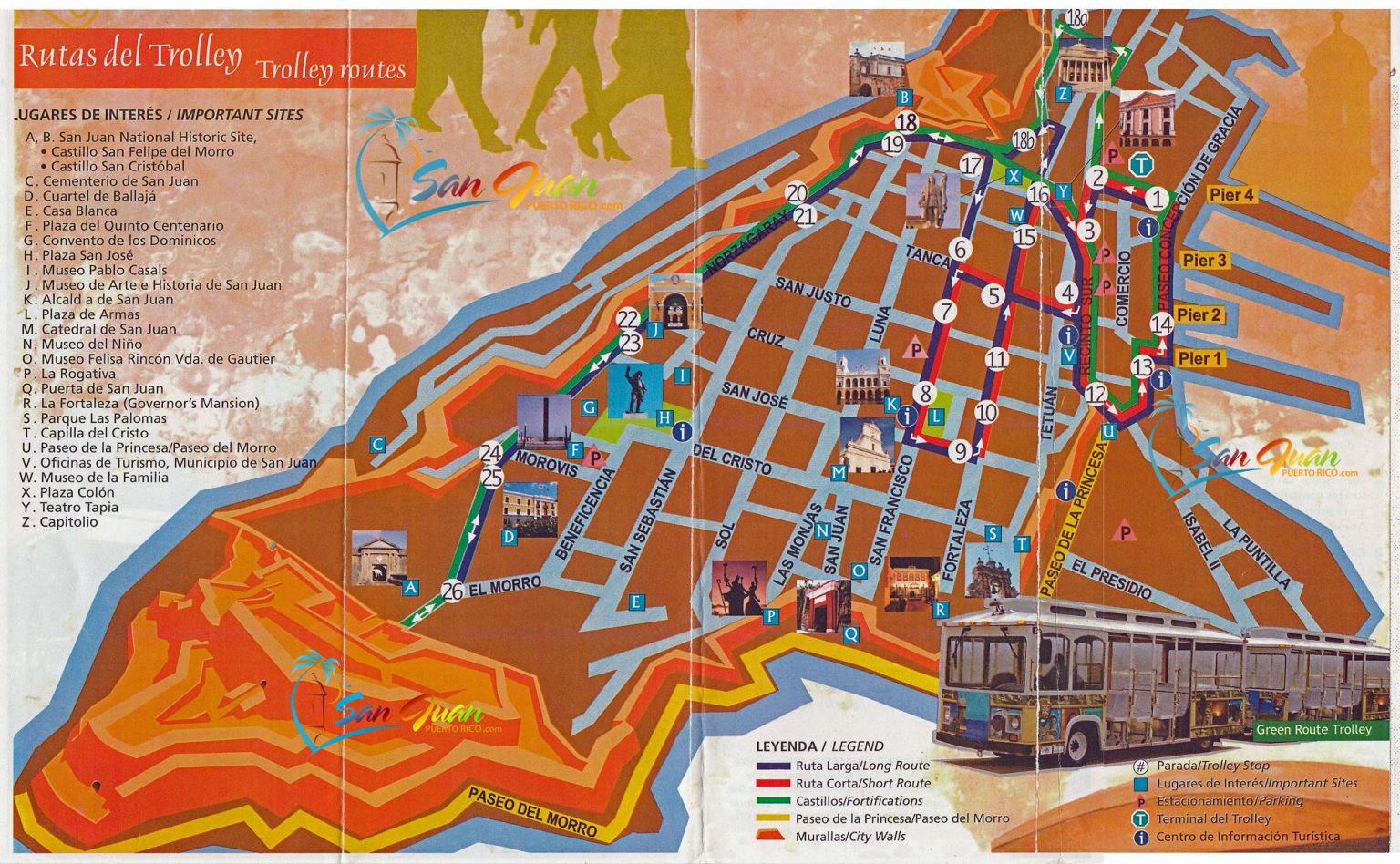 Old San Juan Trolley, Puerto Rico. Hours, Map, Stops, Tours