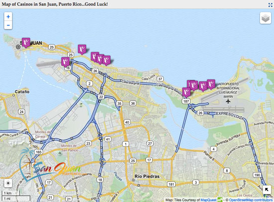 san juan puerto rico map of hotels