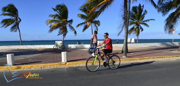 Bicycling along Ocean Park Beach - San Juan, Puerto Rico